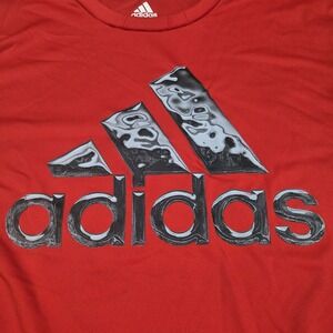 Adidas Shirt Youth Sz LG 14/16 Red Short Sleeve Tee Graphic Top Kids Boy Tshirt